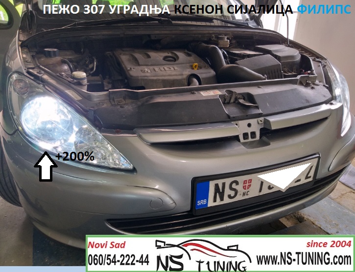 peugeot 307 pezo xenon set philips h7 sijalica balast ac ugradnja poliranje novi sad tuning